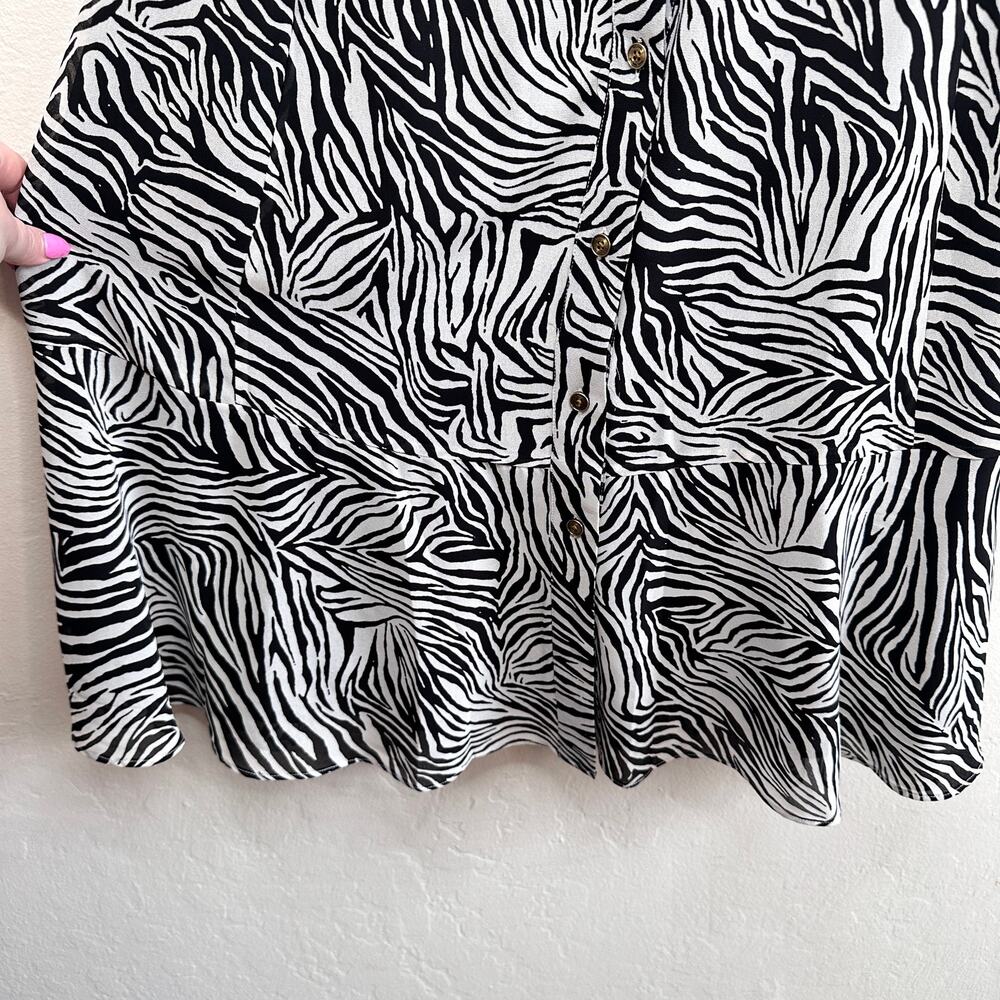 NWT Michael Kors Zebra Print Georgette Belted Puff Sleeve Midi Shirt Dress Med - Picture 8 of 16